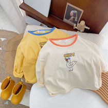 Childrens T-shirt 2022 Autumn new male girl cartoon printed pure cotton long sleeve undershirt baby spring and autumn slim t-shirt