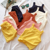 Girl Suit Summer 1-2 Year Old Baby Harness Blouse Jacket Baby 3 Children Sleeveless Vest Shorts Two Suits