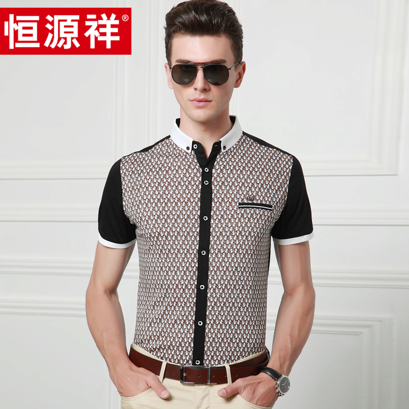 Constant Source Xiang Men Short Sleeve T-shirt Summer Middle-aged Double Mercerized Pure Cotton Half Sleeve Turnover T-shirt Fashion Casual Cardiovert