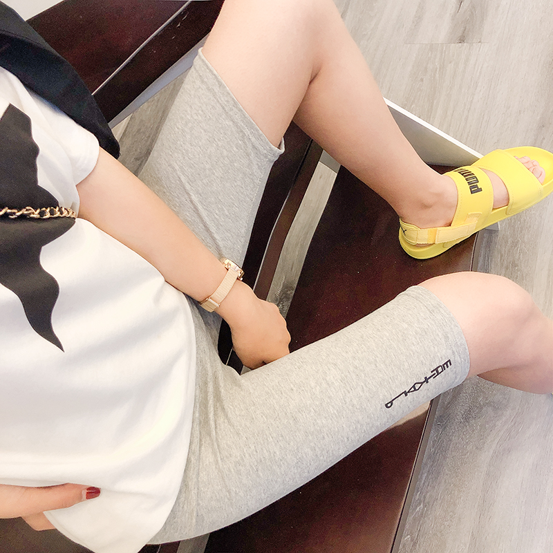Mùa hè đen thể thao chạm đáy năm điểm quần short phụ nữ mặc cotton mỏng phần thời trang thể dục bó sát kéo dài 5 điểm quần short - Quần short quần short nữ thời trang