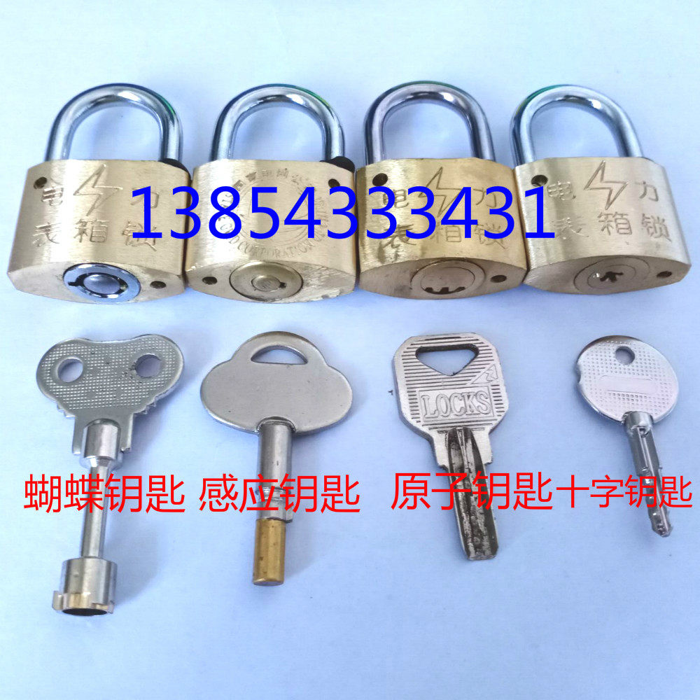 New 35mm plum blossom butterfly cross atom magnetic induction key copper padlock open electricity meter box lock