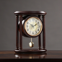 Taiwanese clock vintage Chinese solid wood sitting clock home living room watch pendulum creative watch ornament