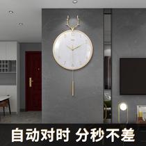 Modern simple deer head wall clock home light luxury fashion radio wave clock living room shell decoration Nordic atmospheric wall watch