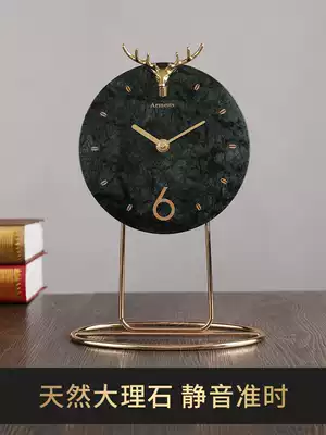 Nordic marble table clock Modern minimalist ornaments Living room clock desktop household desktop light luxury watches