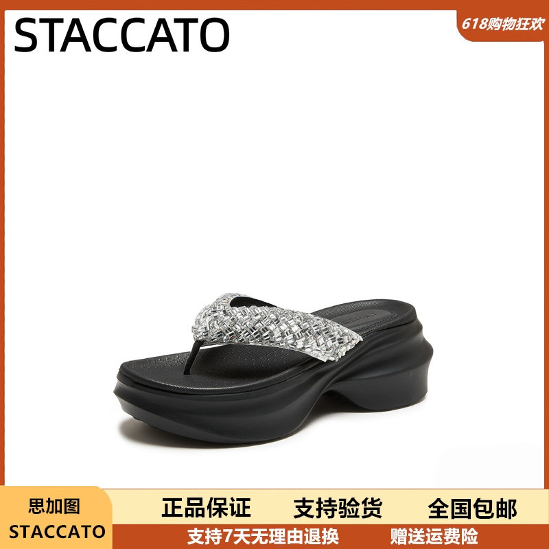 Scatto 2026 Summer New Model Galaxy Snowflake Flip-Flops Thick-Soled Height-Increasing Sandals for Women Ee522Bt6