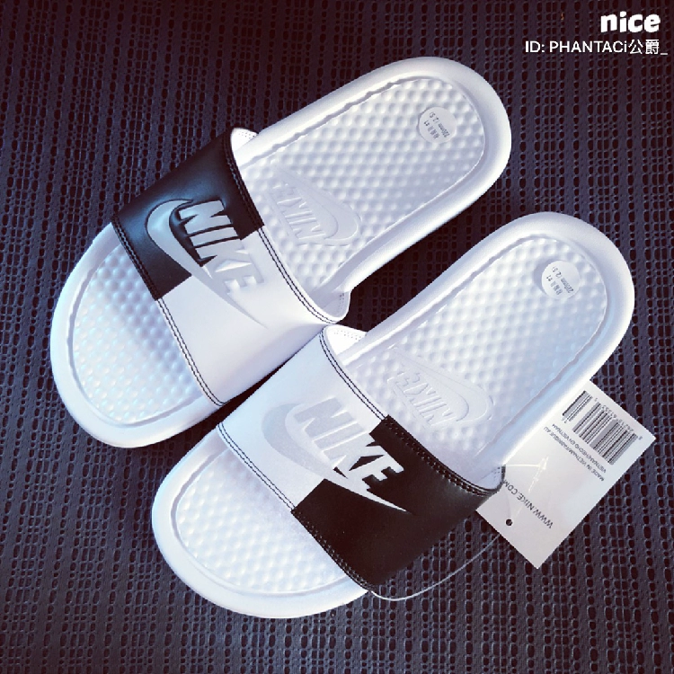 Nike Benassi Giày thể thao khâu đen trắng Nike cho nam và nữ 343881-104 818736-011