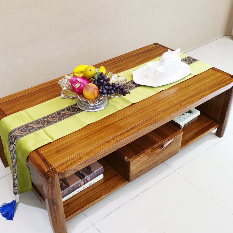 Yimu Shihan ebony wood solid wood tea table TV cabinet combination log all solid wood living room furniture 1 35 meters Chinese style