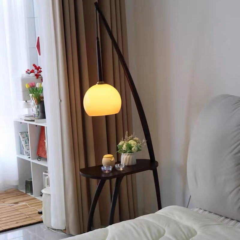 Atmosphere Sensation Floor Lamp With Table Tea Table American New Chinese Place Retro Medieval Living Room Bedroom with Silent Wind Day Style-Taobao