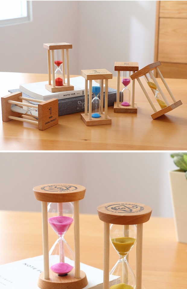 Trẻ em sáng tạo chải nhỏ đồng hồ cát trang trí đếm ngược thời gian 1/3/5 phút thời gian mini quà tặng gỗ thủy tinh trang trí phòng khách nhà cấp 4