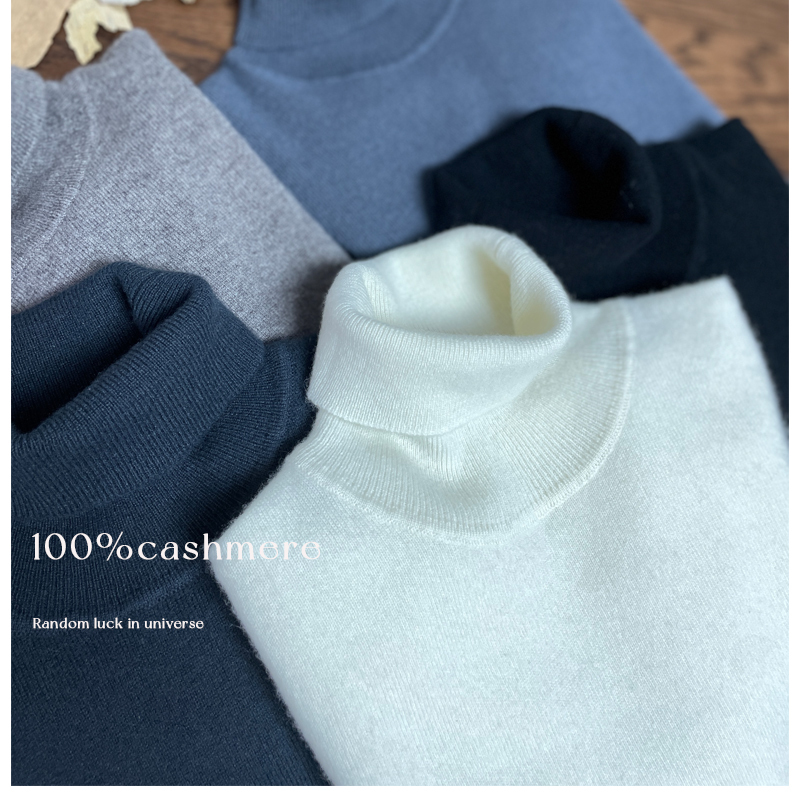 Swan Neck Effect~ Custom-Made 100% Cashmere Sweater for Women, Pullover Turtleneck Base Layer, Pure Cashmere Sweater