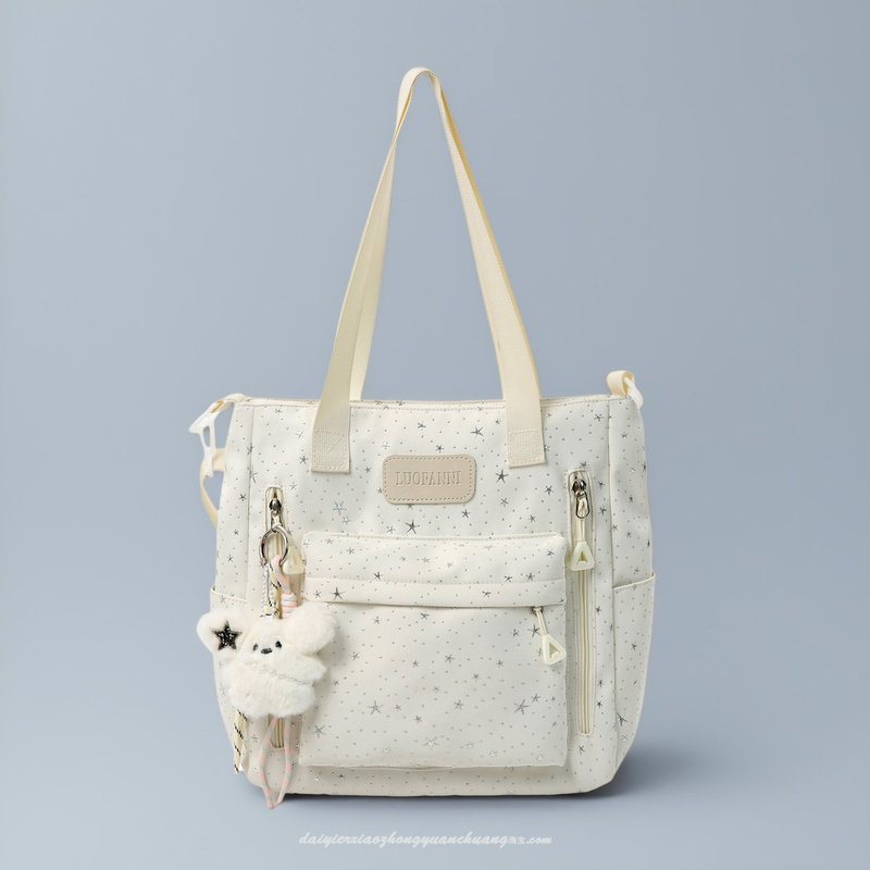 ins Cute Star Shoulder Bag for Female Students, Versatile for Class, Tutoring, Casual Canvas Crossbody Bag for Girls