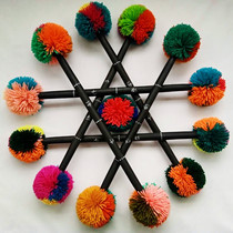 Colorful flower stick old Beijing flower stick sports supplies middle-aged and elderly fitness children students wool flower head flower stick