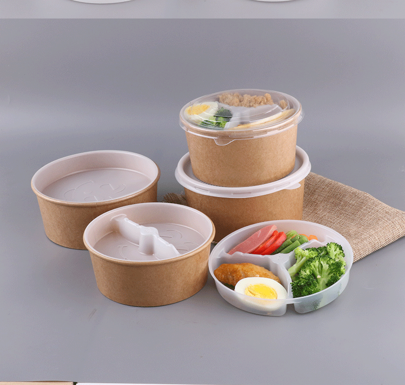 Hộp đóng gói dùng một lần hộp ăn trưa gấp đôi hộp ăn trưa hộp salad hộp ăn trưa takeaway giấy kraft tròn takeaway giấy hộp ăn trưa - Hộp cơm điện sưởi ấm 	hộp cơm điện inox 2 tầng