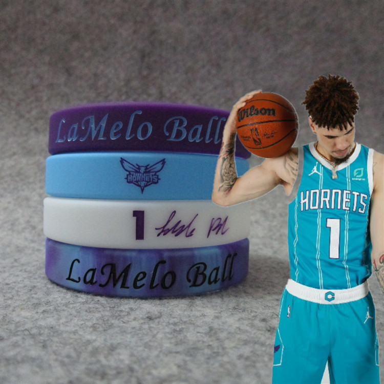 Basketball Star Lamelo Ball of the Hornets No. 1, Signed Sports Bracelet, Silicone Luminous Wristband for Fans