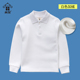 Trẻ em của chàng trai mặc màu trắng dài tay lớp áo POLO sinh viên váy cô gái lapcollar T-shirt vào mùa xuân đầu bông con lớn và mùa thu.