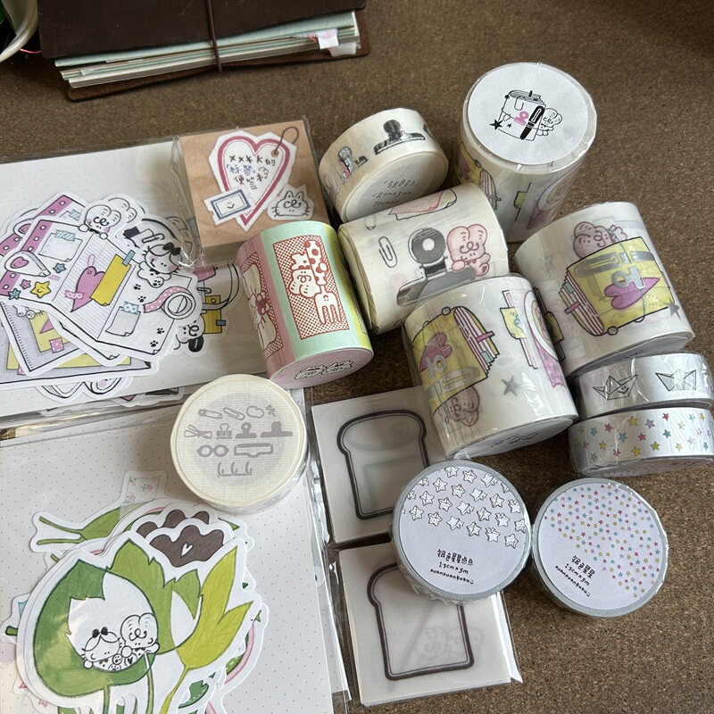 [Asha's Notebook] Xxkk Cool and Stylish Hello Market New Products Tape and Sticky Notes Set with Silver Foil Stars