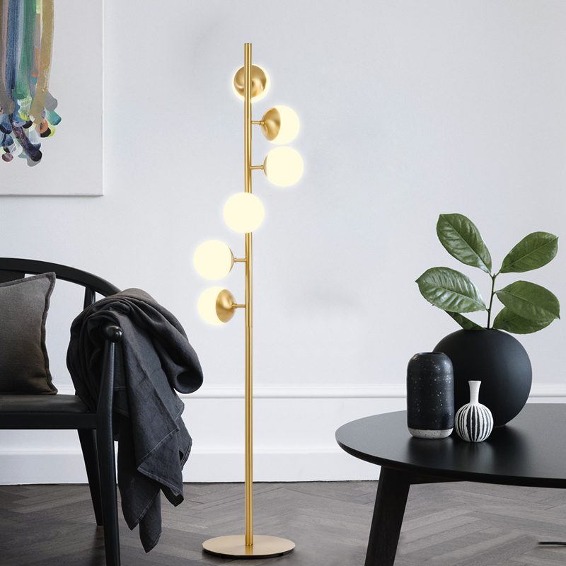Post-modern light luxury in Floor Lamp Nordic All-copper Creative Molecule Floor Lamp Sample Room Bedroom Bedroom