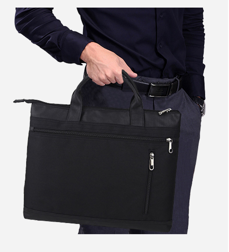 男士商务手提包简约时尚休闲潮流男包牛津帆布公文会议包定制印字