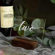 Wedding transparent creative table card wedding banquet high-end retro seat card wedding desktop decoration table number plate with base