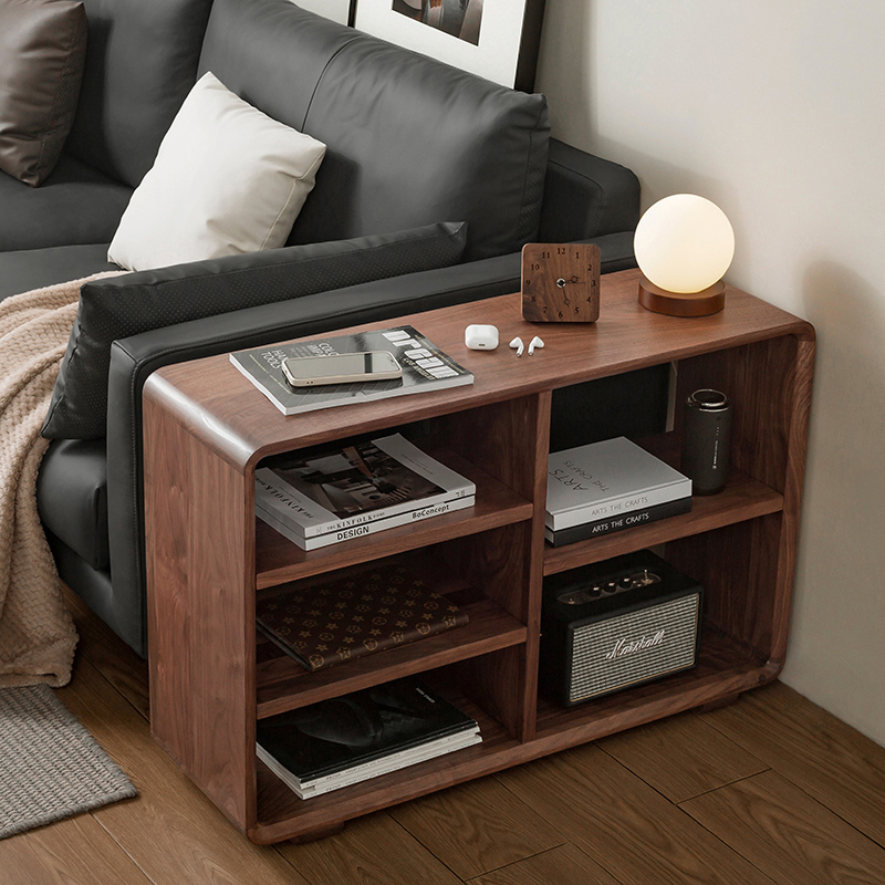 A few sofas, side cabinets, small side tables, Nordic modern simple living room, cherry wood, corners, black walnuts, light luxury corners