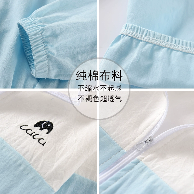 Trẻ em của quần áo chống nắng cotton áo khoác mùa hè boy quần áo chống nắng ánh sáng và thoáng khí cô gái bé quần áo da điều hòa không khí dịch vụ