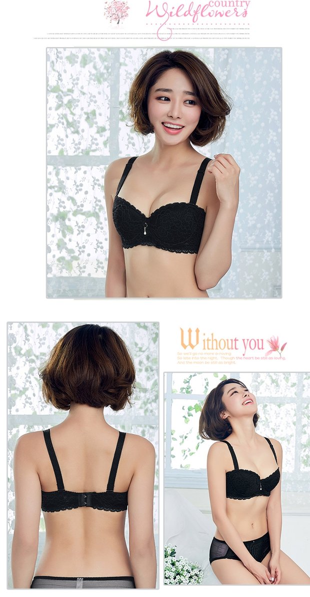 Mùa thu và mùa đông ren mỏng nửa cốc cotton nguyên chất kích thước lớn hai hàng khóa tập hợp đồ lót 1/2 cup áo ngực bằng thép mềm quần lót phụ nữ