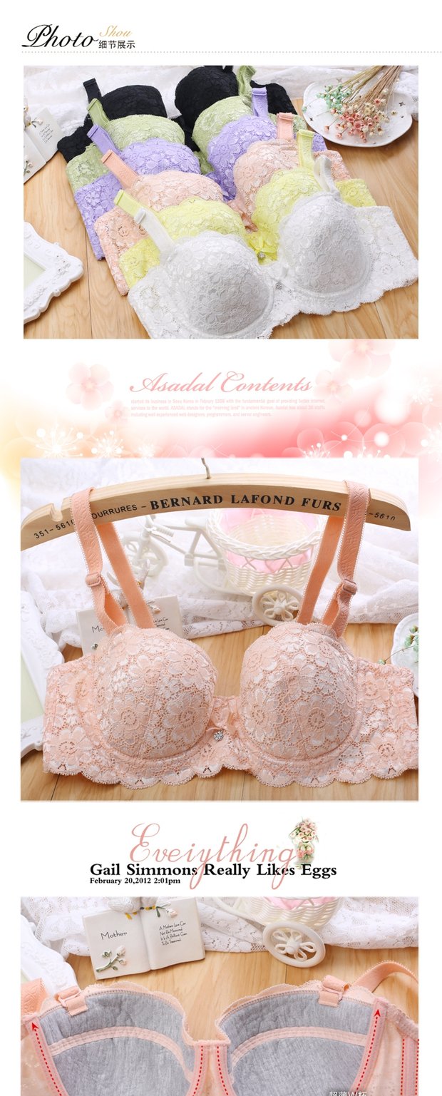 Đầm cotton lót mỏng phần B thoáng khí tập hợp ba hàng khóa một và một nửa ly áo lót thoải mái áo ngực su