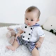 Ba bông hoa nhỏ trẻ sơ sinh bé trai mùa hè cotton hai ngực sọc hải quân romper romper jumpsuit - Áo liền quần