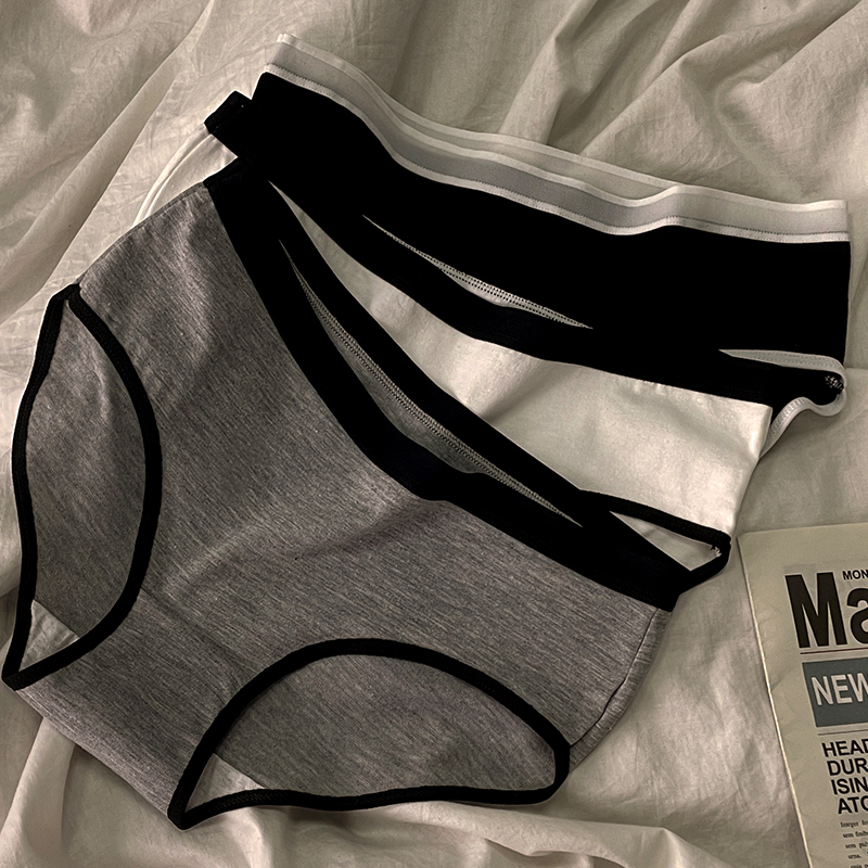 Japanese Style Women's Underwear Set, Pure Cotton, Antibacterial, Mid-Waist, Soft, Comfortable, Breathable, Sexy, Student Briefs