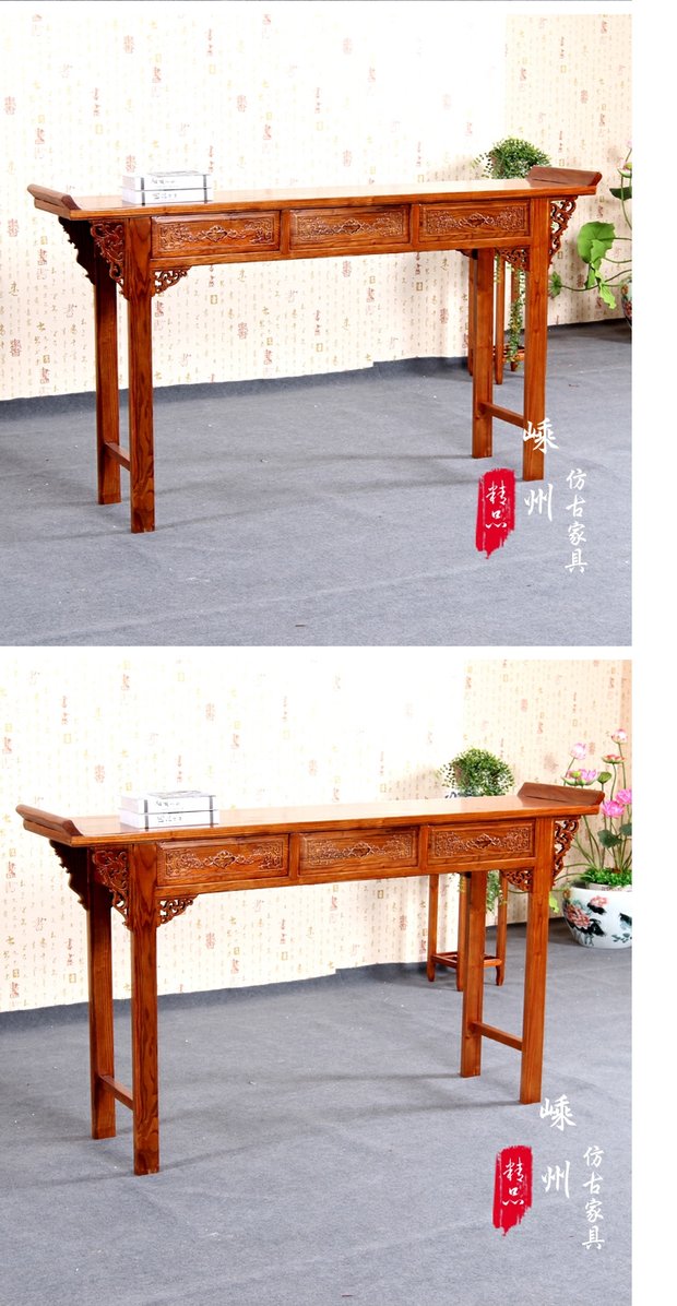 Đồ cổ Trung Quốc, triều đại nhà Minh và nhà Thanh, gỗ nguyên khối, bạch đàn, bàn, bàn, hộp đựng phật, hộp ba ngăn - Bàn / Bàn 	bàn ghế gỗ phòng khách cổ điển	