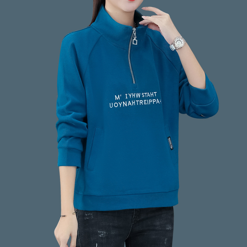 Hoodless sweater women's loose Korean version 2021 new spring style ins tide early spring half zipper casual top