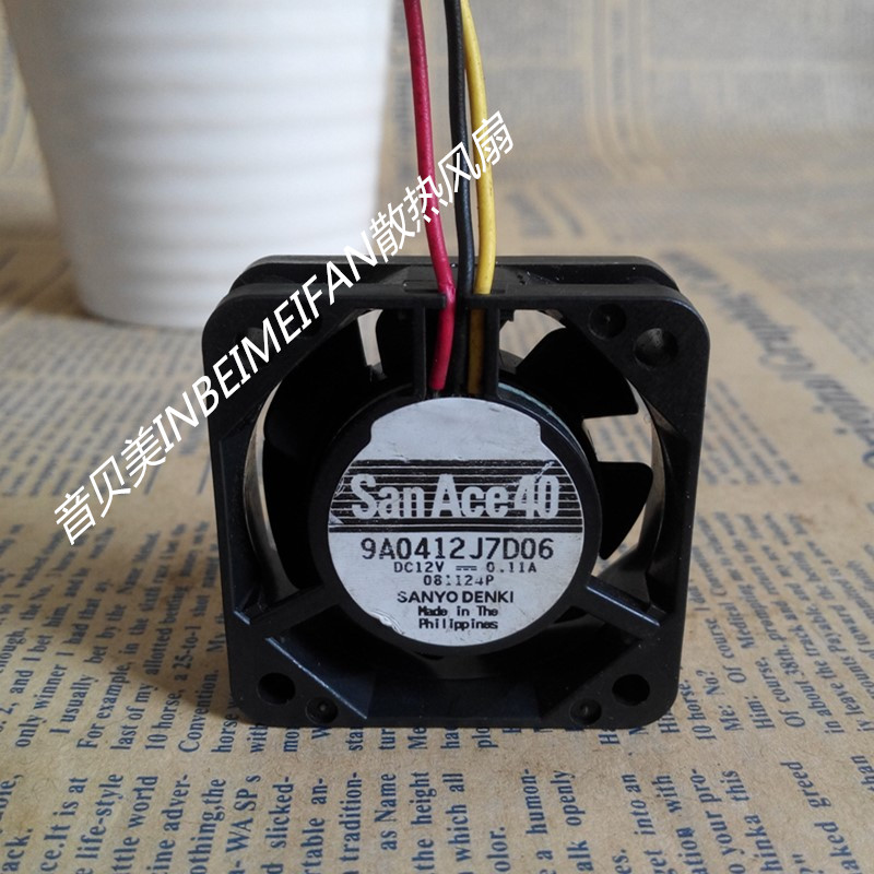 Sanyo 4015 12V 0.11A 9A0412J7D06 double ball cooling fan 3 wire