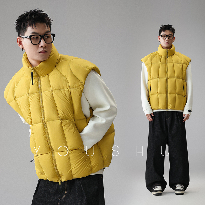 Lingyu Nuanyu 3D 90% White Duck down Stand Collar down Vest Unisex Winter Trendy Brand Vest Lingyu Nuanyu 3D 90% White Duck down Stand Collar down Vest Unisex Winter Trendy Brand Vest
