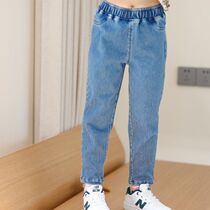 Persimmon childrens clothing (Sewingkids) spot natural enzyme wash comfortable knitted jeans ~ Insect Sound home