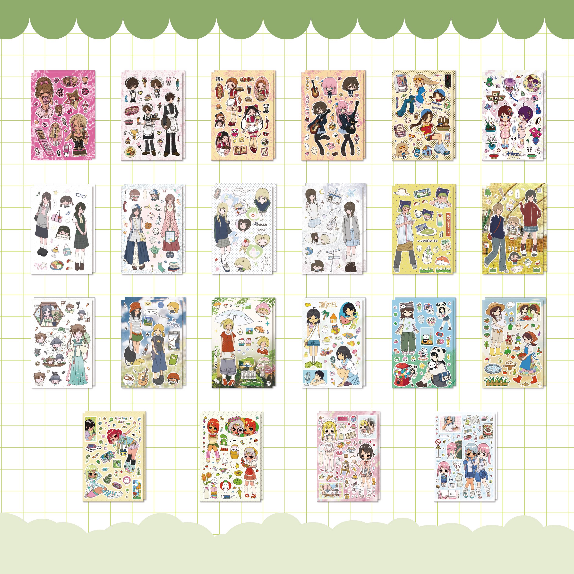 Lazixing new summer style character stickers Japanese and Korean girl handbook Guka mobile phone diy stickers