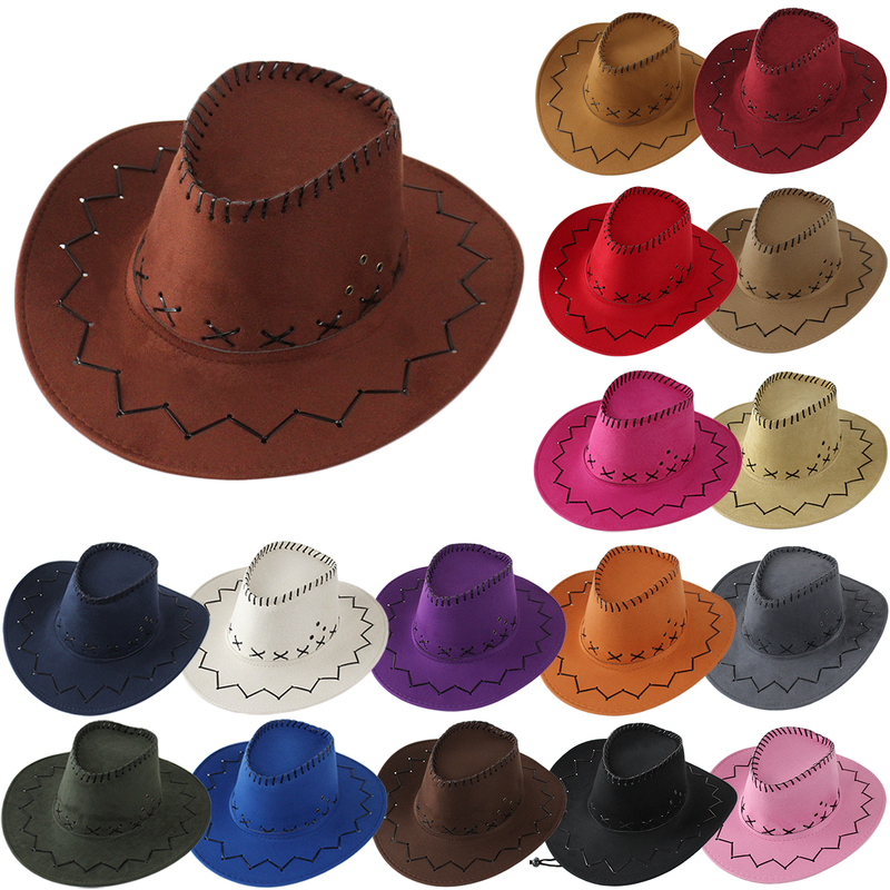 Hot Girl Spring and Summer Western Cowboy Hat Sun Hat Suede Jazz Hat Unisex Knight Hat Wide-Brimmed Hat Fedora