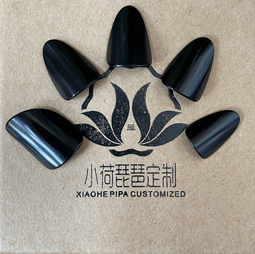 Black Celluloid lute fingernail handmade custom made in the shape of a