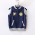 2018 bé trai vest trẻ em mùa xuân và mùa thu cotton một lớp mỏng phần mũ trùm đầu gấu bé vest vest không mũ