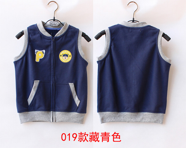 2018 bé trai vest trẻ em mùa xuân và mùa thu cotton một lớp mỏng phần mũ trùm đầu gấu bé vest vest không mũ áo gió trẻ em