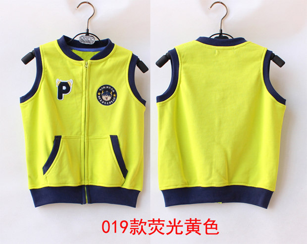 2018 bé trai vest trẻ em mùa xuân và mùa thu cotton một lớp mỏng phần mũ trùm đầu gấu bé vest vest không mũ áo gió trẻ em