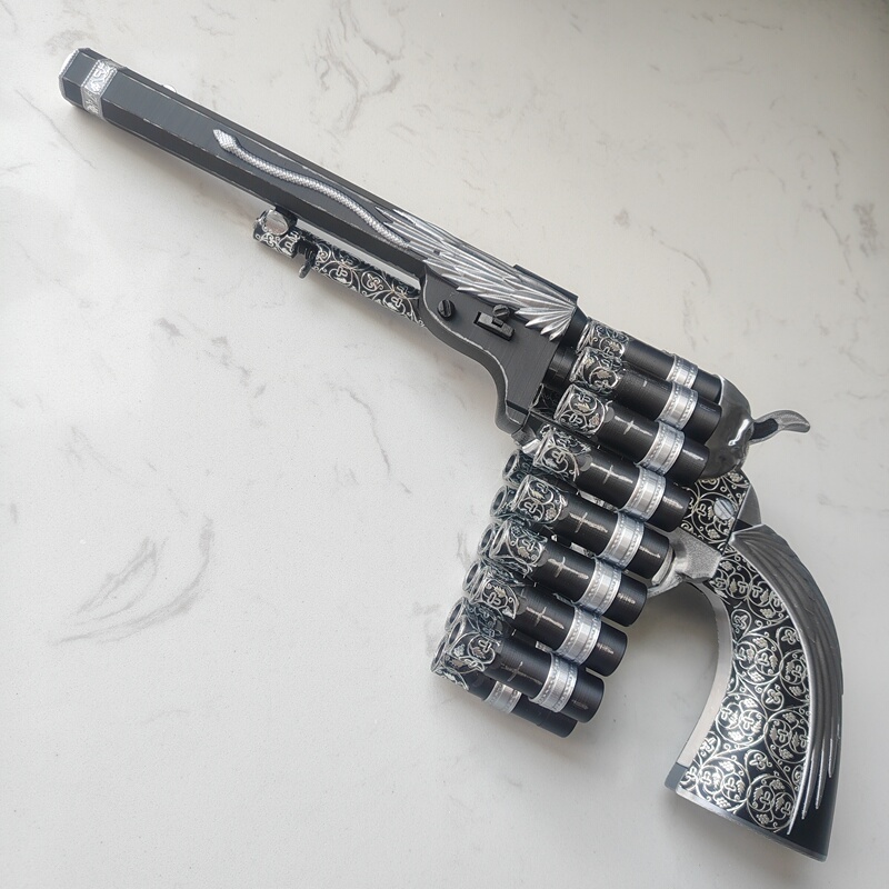 3D Printed Bullet Chain Revolver Conversion Toy Hunting Duel Grave Digger Cosplay Smash Cannon Spring Bullet 2in1