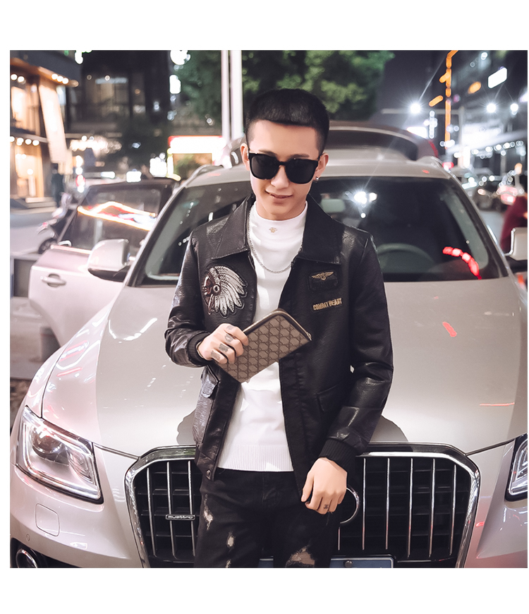 F204 nam cộng với cotton độn da nam áo khoác da ve áo Áo khoác Ấn Độ xu hướng quần áo ngắn Áo khoác nam cao cấp