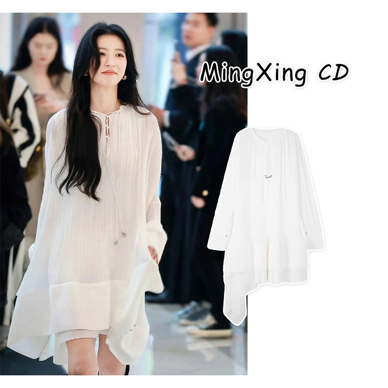Zhou Yutong's Same Style Dress for Women, Very Pretty, with an Irregular Design, Niche, Thin, Large Flared Ruffle Doll Dress Zhou Yutong's Same Style Dress for Women, Very Pretty, with an Irregular Design, Niche, Thin, Large Flared Ruffle Doll Dress