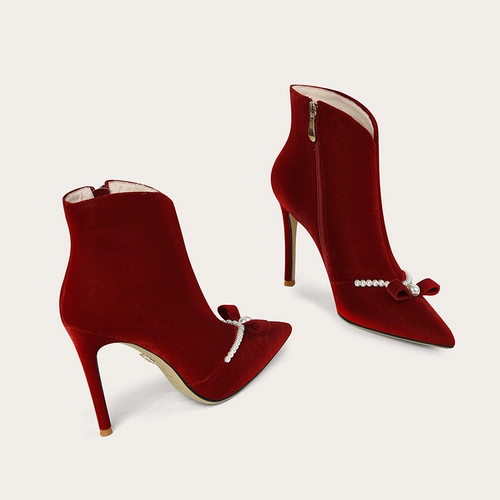 Lily Wei Ботинки, красные свадебные туфли на высоком каблуке, обувь, 2024 года