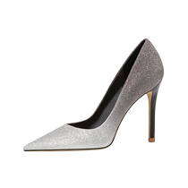 Lily Wei autumn small size high heels 313233 sequined wedding shoes 34 large size womens shoes 41-43 stiletto pointed toe 44