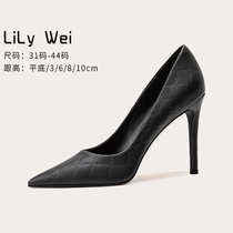 Lily Wei big code high heel shoes 41 43 pointed fine heel black 40 small code women shoes 313233 single shoes 34 spring