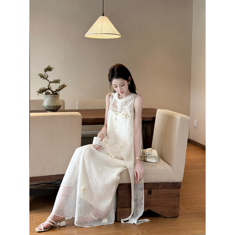 Tinghe【Sunrise over the Cloud Sea】Rayon Ribbon Embroidered Vest Dress for Women 2026 Summer New Heavy Craft Dress Tinghe【Sunrise over the Cloud Sea】Rayon Ribbon Embroidered Vest Dress for Women 2026 Summer New Heavy Craft Dress