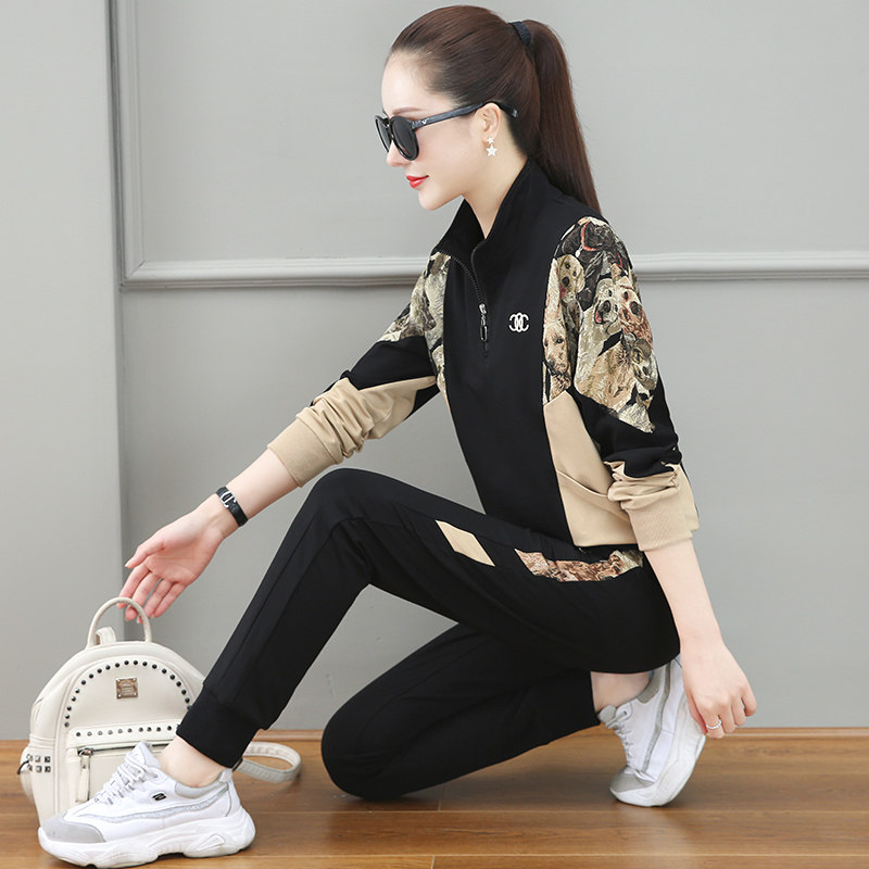 BBQ Spring and Leisure Set Female Spring and Autumn 2022 new fashion Yanping Age Reduction and Long Sleeve Sleeve T two pieces