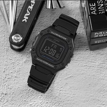 Casio Small Square Watch Sports Waterproof Multifunctional Student Watch W-218H-1B