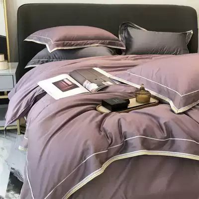 Light extravagant embroidery cotton four-piece set 60 long-staple cotton cotton cotton winter Thick bed sheets quilt cover Nordic bedding